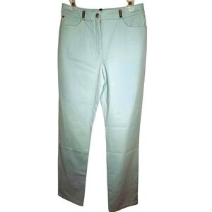 NWT St John Sport Marie Gray Mint Jeans Womens 8 Stretch 5 Pocket Pastel Pants